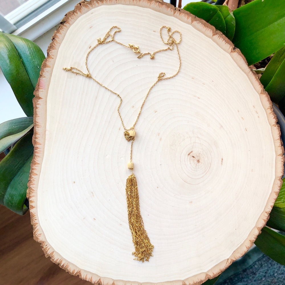 NEW Anthropologie 18k Gold Satya Cubed Lariat Necklace - Picture 2 of 11